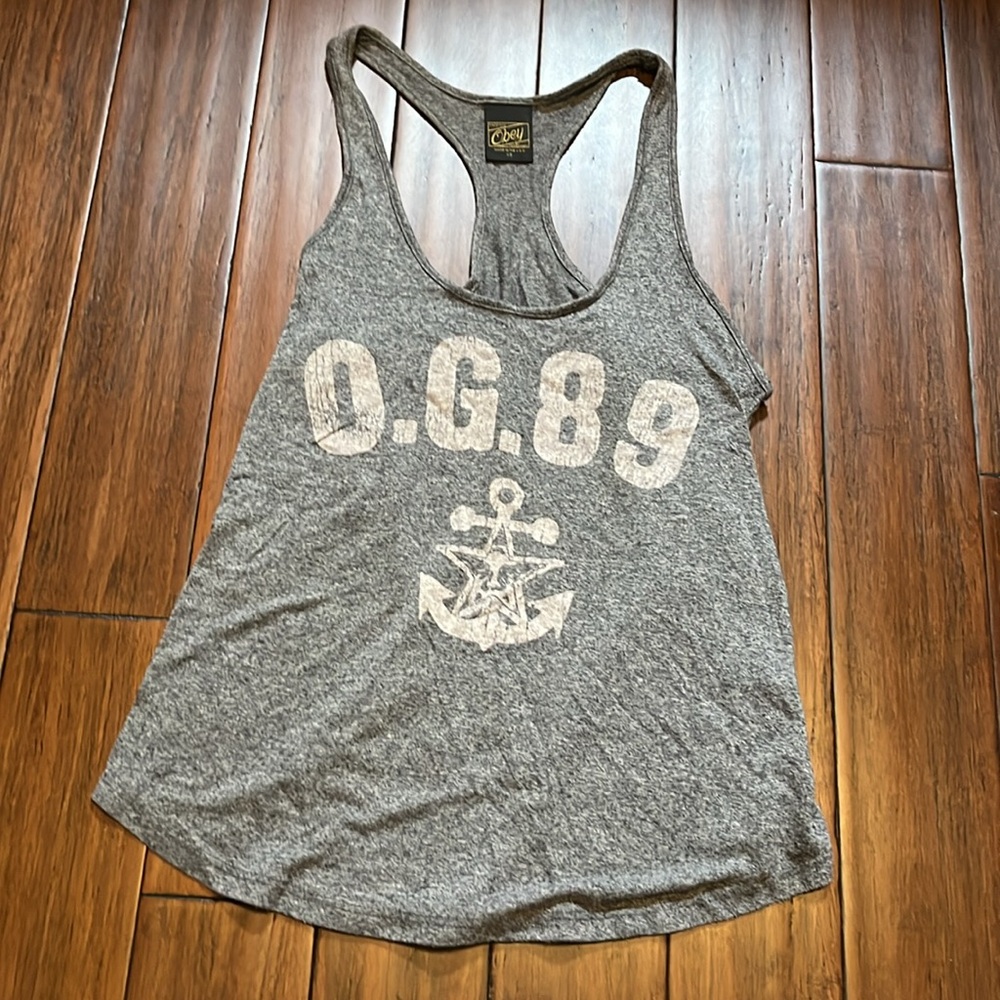 Obey gray racerback Tank Top